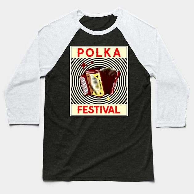 Polka Festival Cream Baseball T-Shirt by Eleven-K